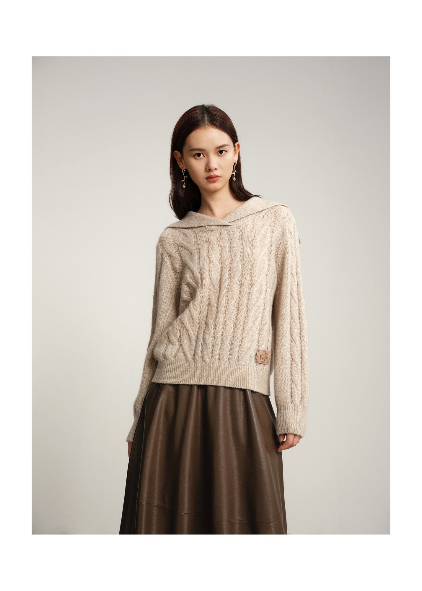 Knitted Pullover Sweater | Beige