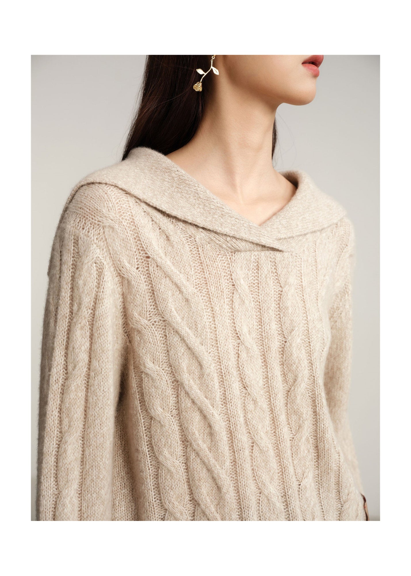 Knitted Pullover Sweater | Beige
