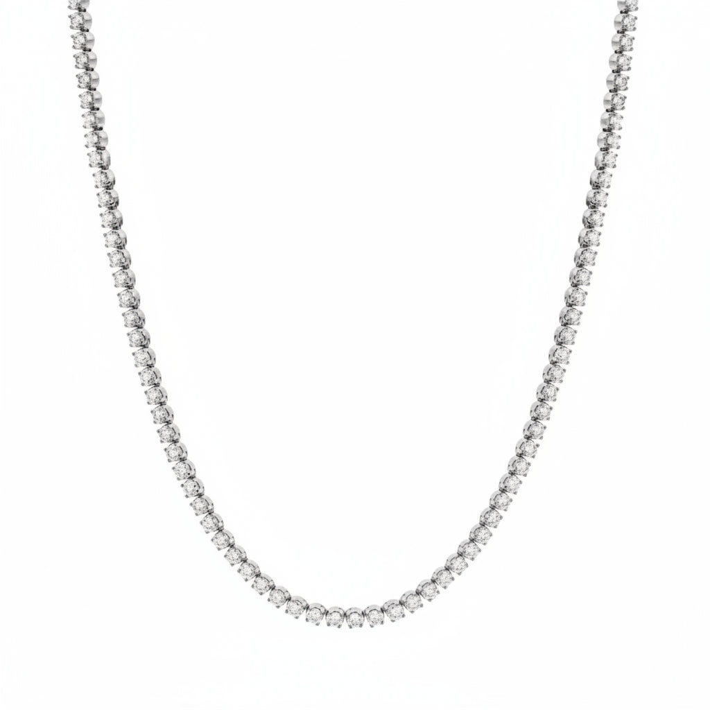 10.00 CT Round Lab-Grown Diamond | Tennis Necklace | 18K White Gold | F Color | VS Clarity