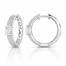 0.90 CT Princess/Round Lab-Grown Diamond | Hoop Earrings | 14K White Gold | F Color | VS Clarity
