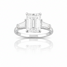 4.75 CT Emerald/Round/Baguette Lab-Grown Diamond | Engagement Ring | 14K White Gold | F Color | VS Clarity