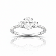 1.00 CT Oval/Round Lab-Grown Diamond | Engagement Ring | 14K White Gold | F Color | VS Clarity