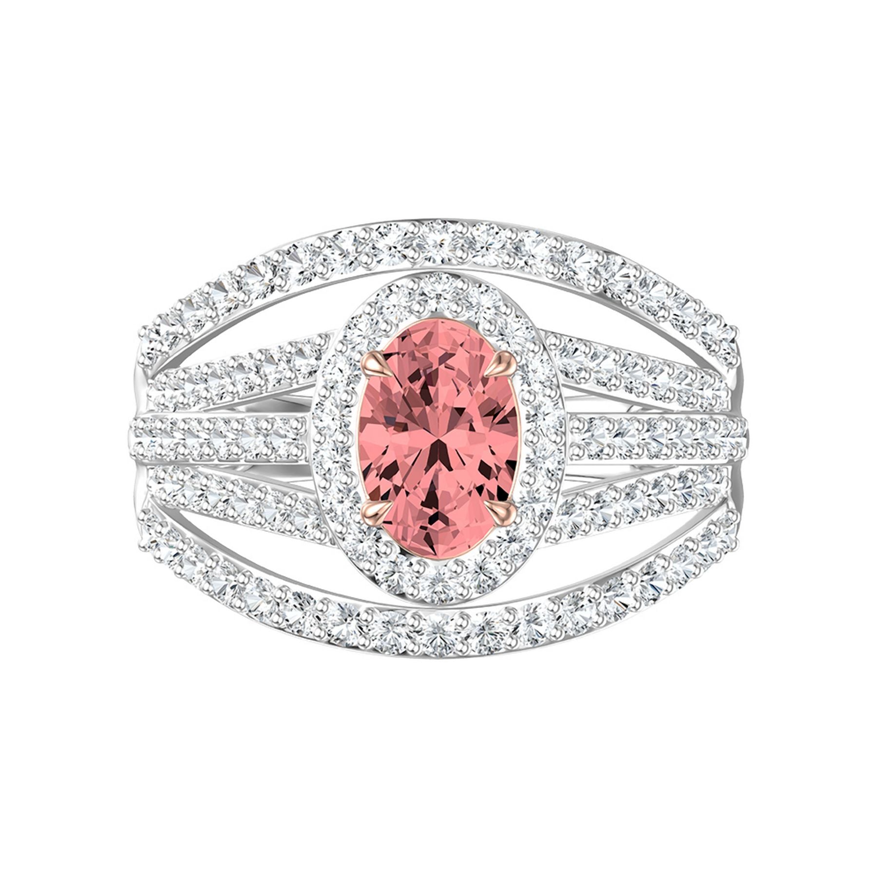 2.00 CT Oval/Round Lab-Grown Diamond | Engagement Ring | 14K Two Tone Gold | G Color | VS Clarity