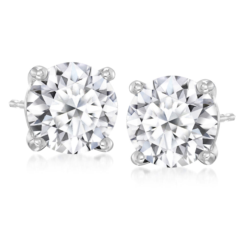 5.50 CT Round Lab-Grown Diamond | Stud Earrings | 14K White Gold | H Color | VS-I Clarity