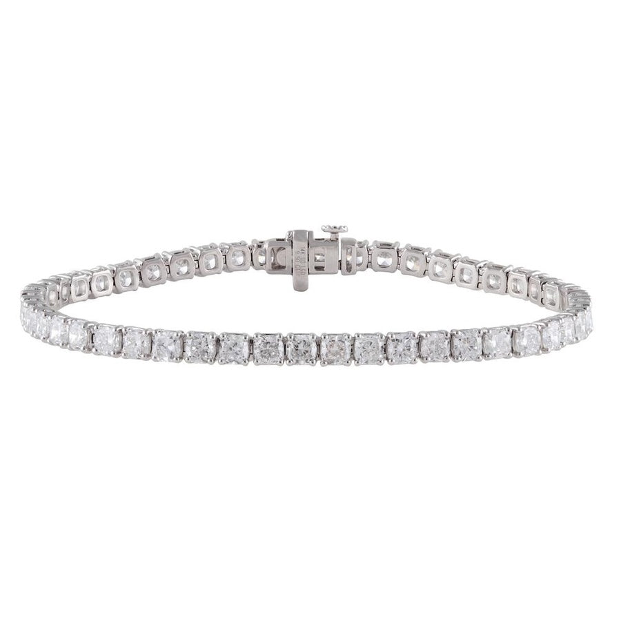 9.50 CT Cushion Lab-Grown Diamond | Tennis Bracelet | 14K White Gold | G Color | VS Clarity