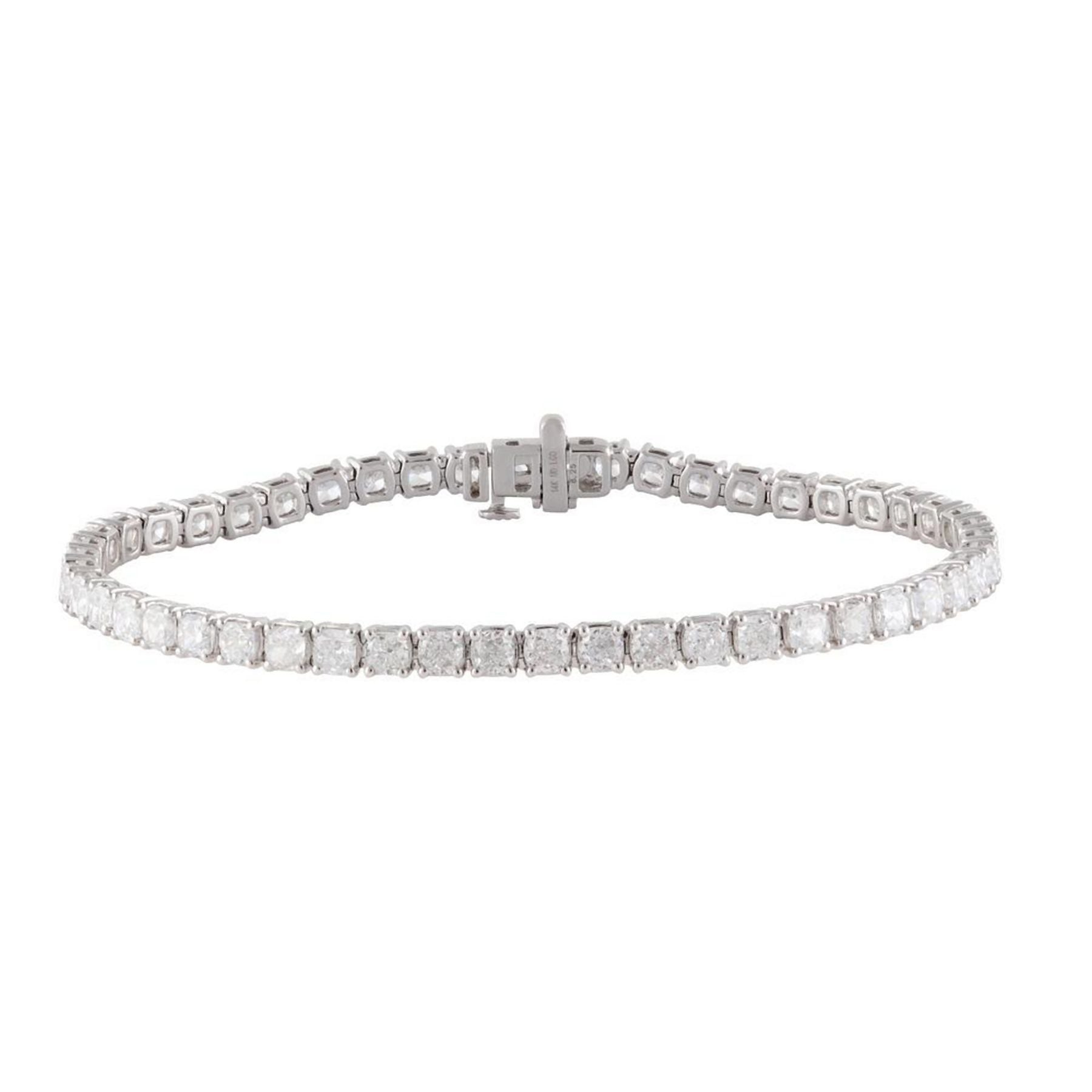 8.25 CT Cushion Lab-Grown Diamond | Tennis Bracelet | 14K White Gold | G Color | VS-I Clarity