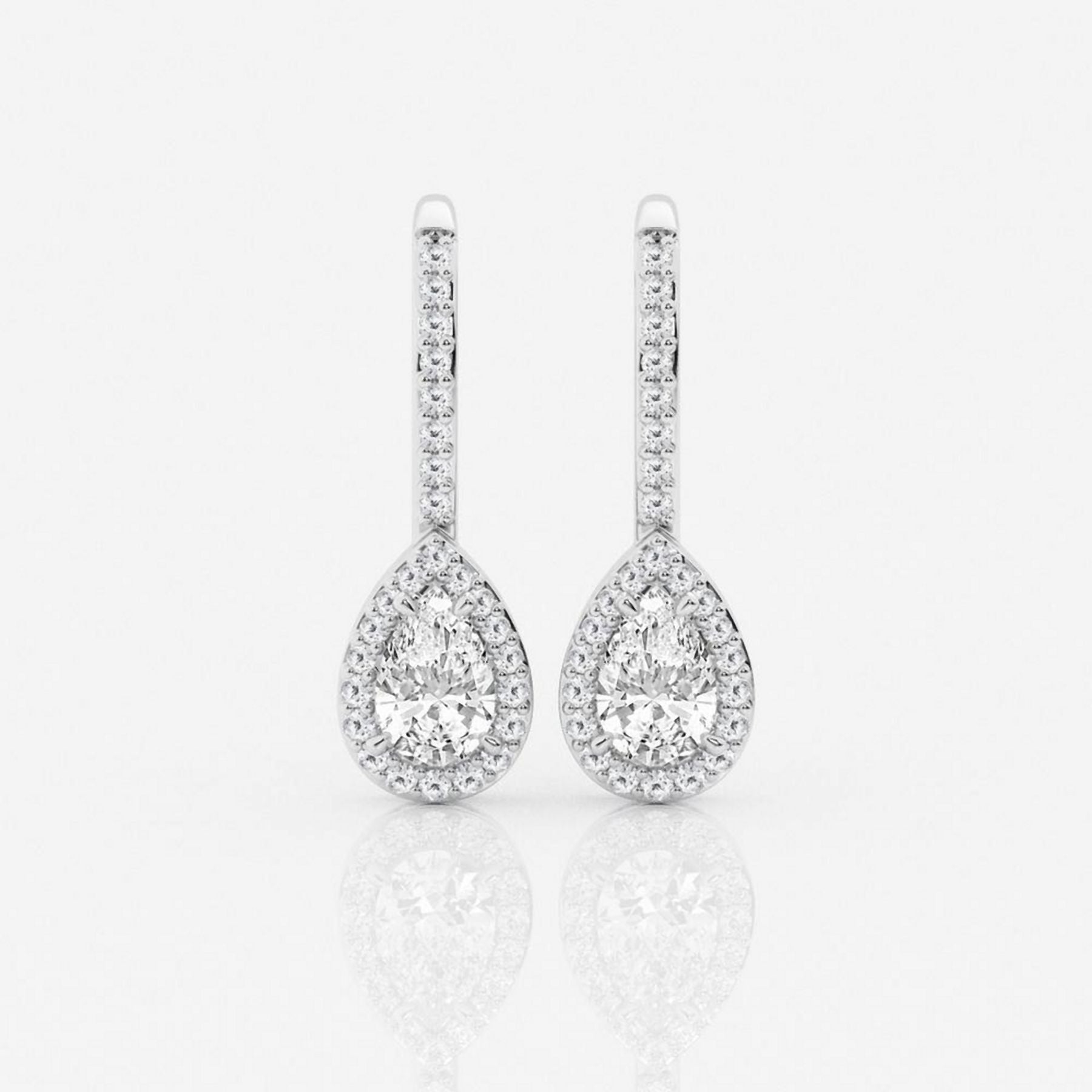 1.00 CT Pear/Round Lab-Grown Diamond | Drop Earrings | 14K White Gold | F Color | VS2 Clarity