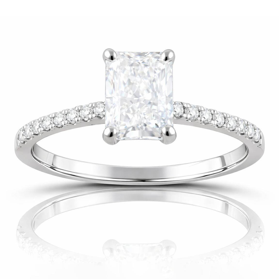 2.00 CT Radiant/Round Lab-Grown Diamond | Engagement Ring | 14K White Gold | G Color | VS Clarity