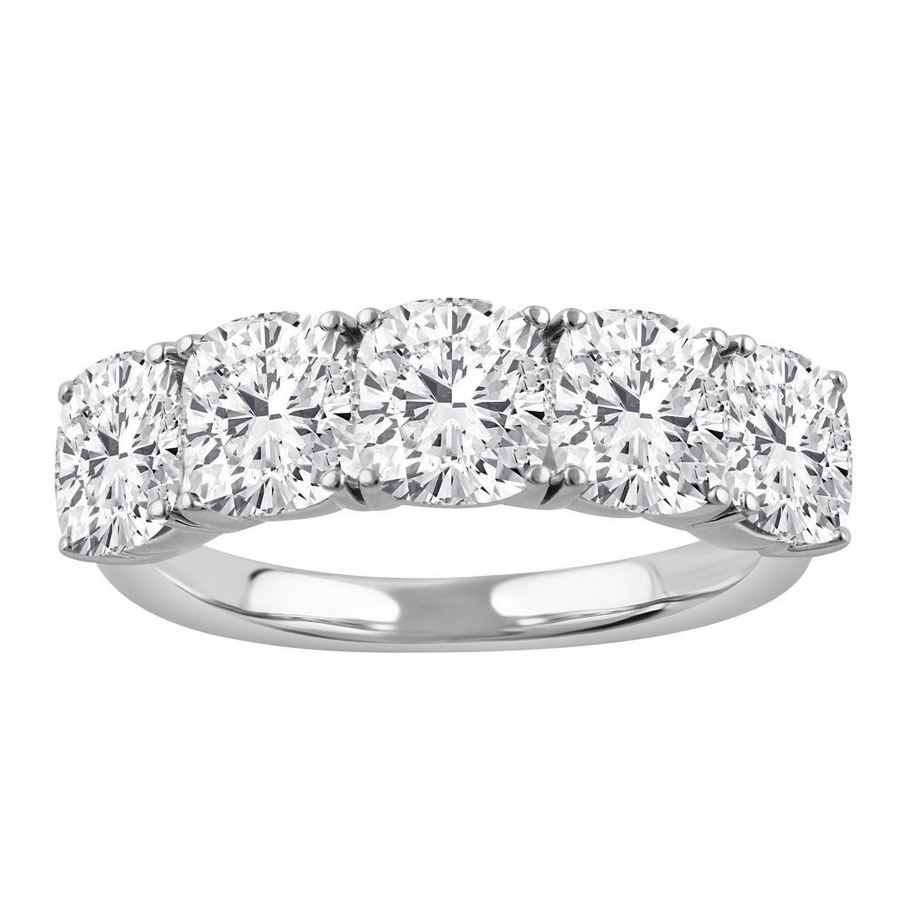 5.00 CT Cushion Lab-Grown Diamond | Band Ring | 14K White Gold | G Color | VS Clarity