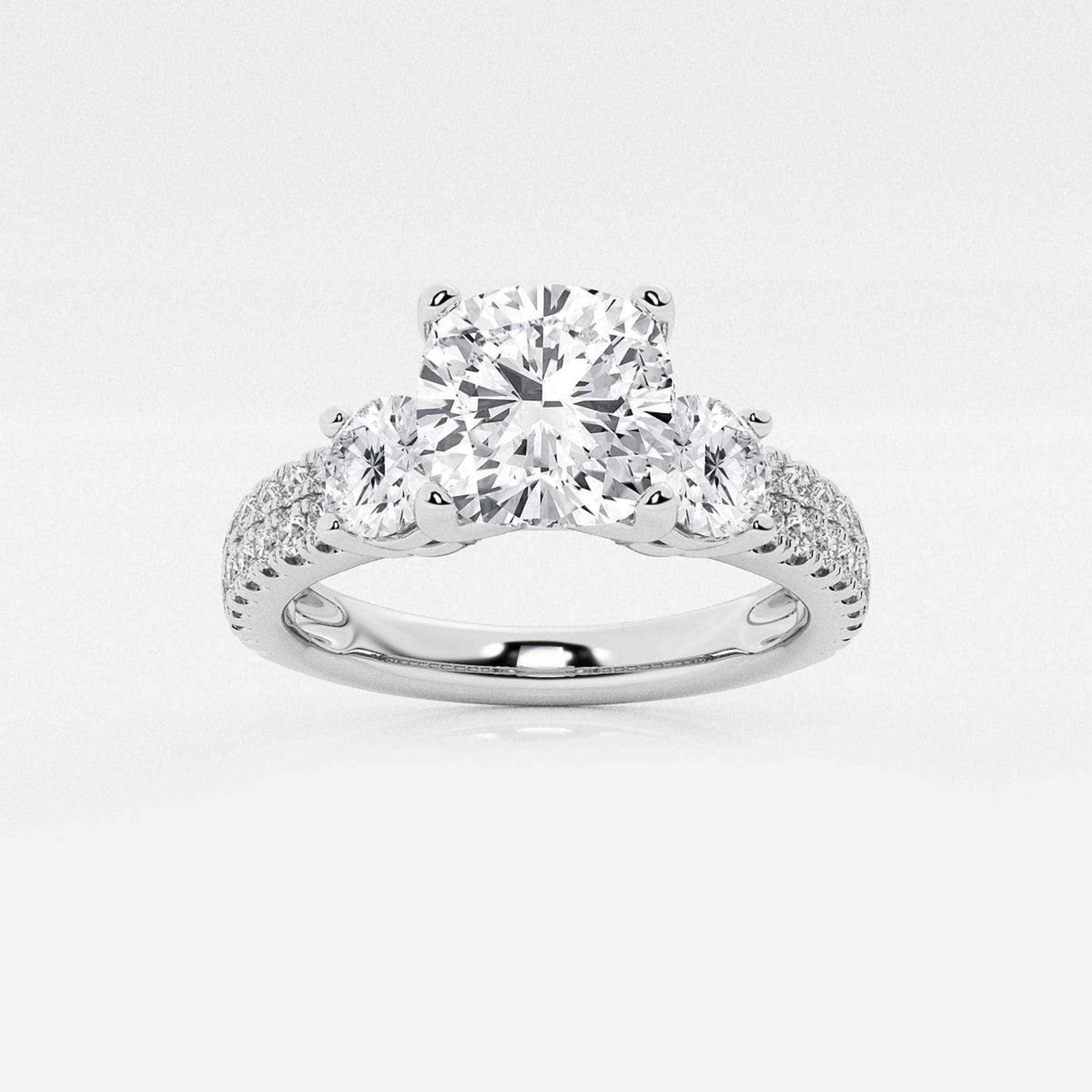 1.60 CT Cushion/Round Lab-Grown Diamond | Bridal Ring | 14K White Gold | G Color | VS Clarity