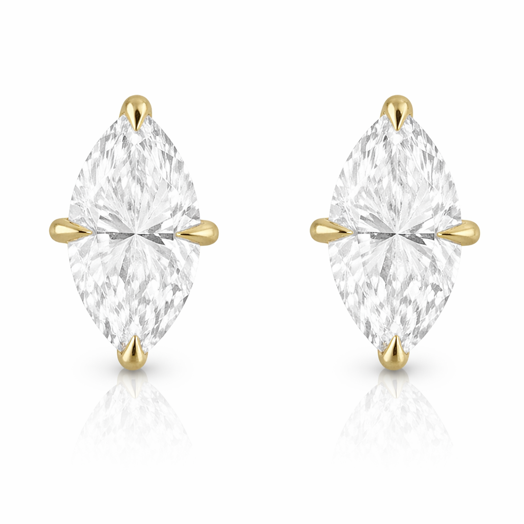 0.50 CT Marquise Lab-Grown Diamond | Stud Earrings | 14K White Gold | G Color | SI Clarity