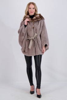 Mink Jacket With Stone Marten Hood Trim | Women | Stucco