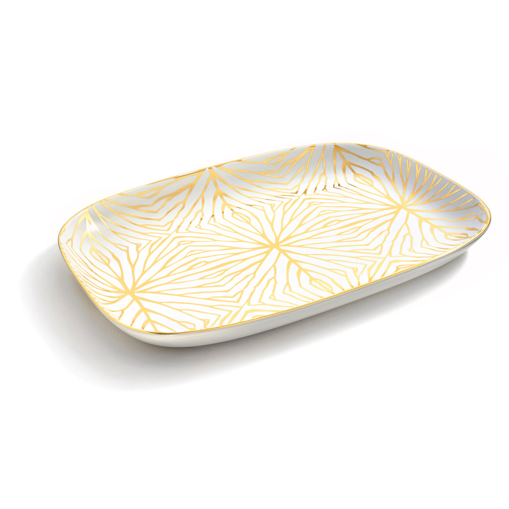 Talianna Lily Pad Serving Platter | White & Gold | Single