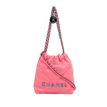 Chanel | Pre-Owned Mini Shiny Calfskin Rainbow Hardware 22 Handbag | Pink