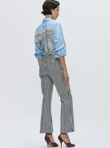 Lola Denim Crop Jean | Natural/Midnight Stripes