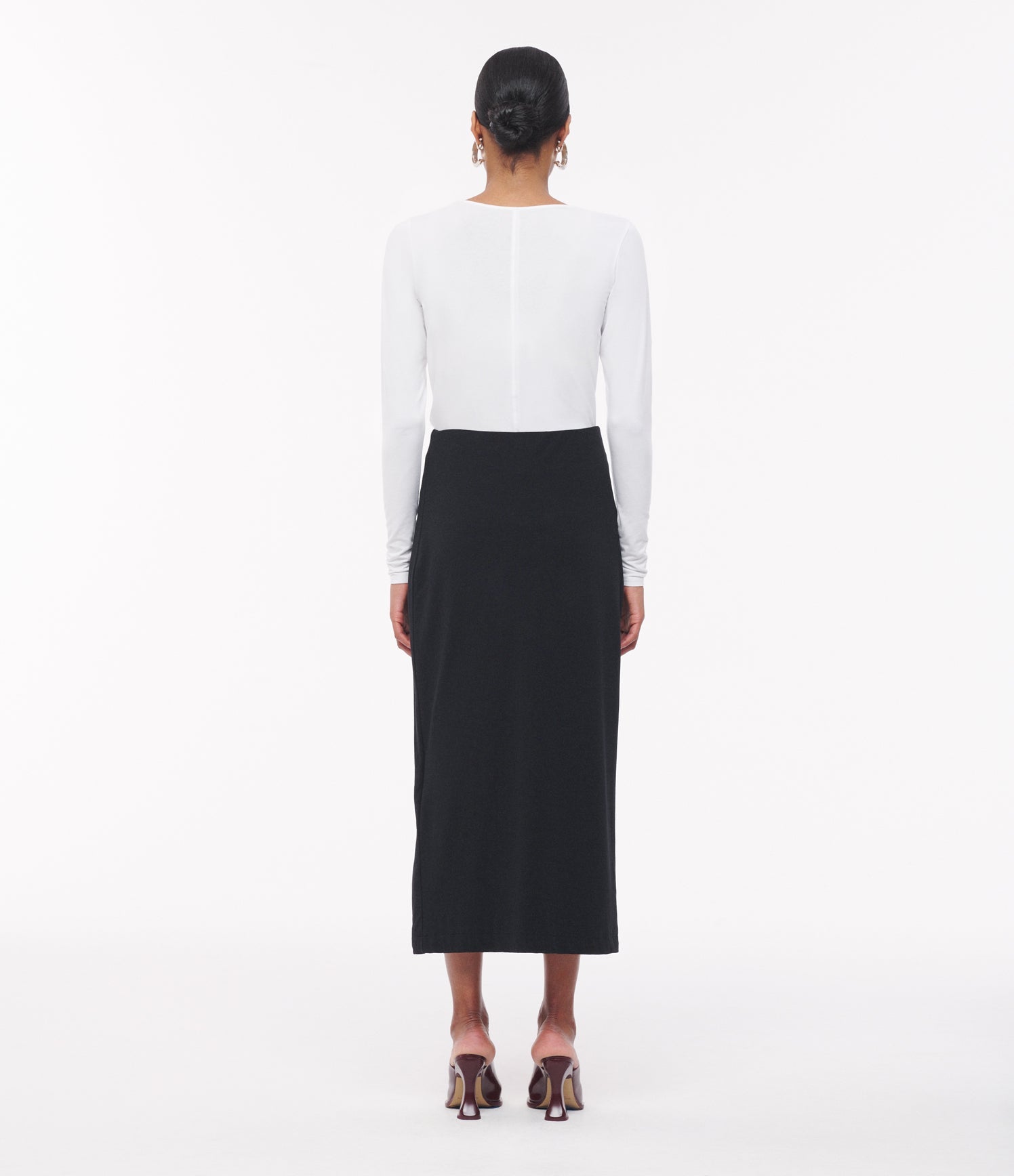 Another Tomorrow Long Sleeve Fitted Tee in White – Cotton Women's Top