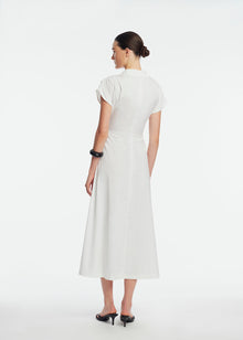 Cotton Poplin Tie Waist Dress | White