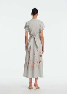 Floral Striped Cotton Tie Waist Dress | Blush Multi