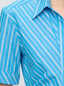 Lou Fitted Shirt Dress | Blue Stripe