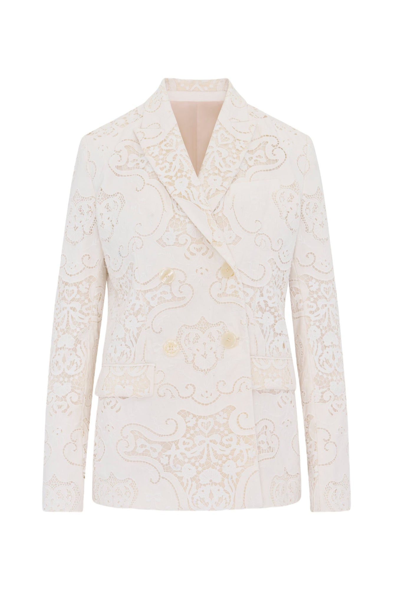 Luara Cotton Doiley Lace Blazer | Optic White