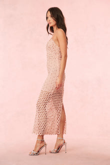 Lunaria Rhinestone Cotton Lace Maxi Dress | Cherished Pink