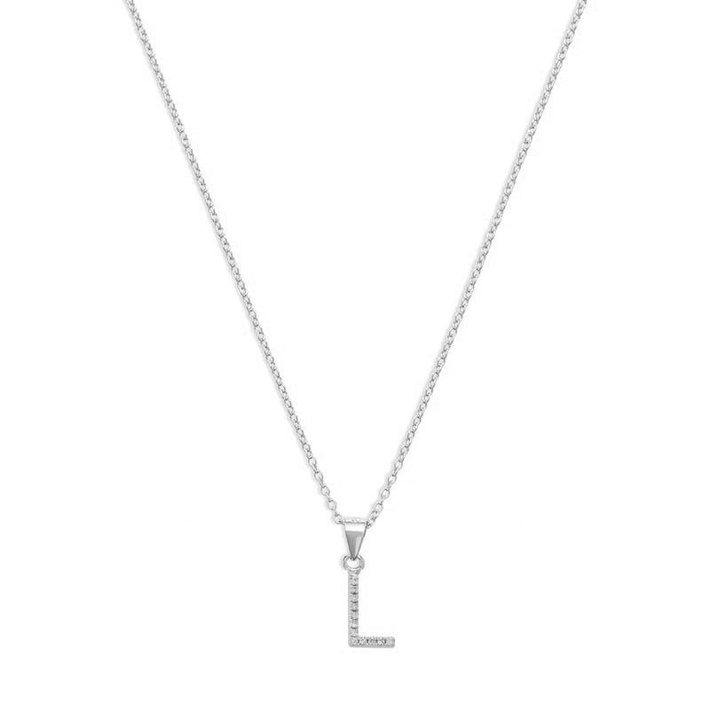 The Pave Single Block Initial Necklace | 18KT Gold Vermeil & Sterling Silver