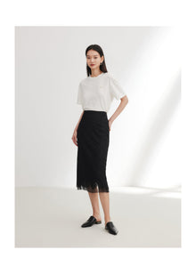 Lace Straight Skirt | Black