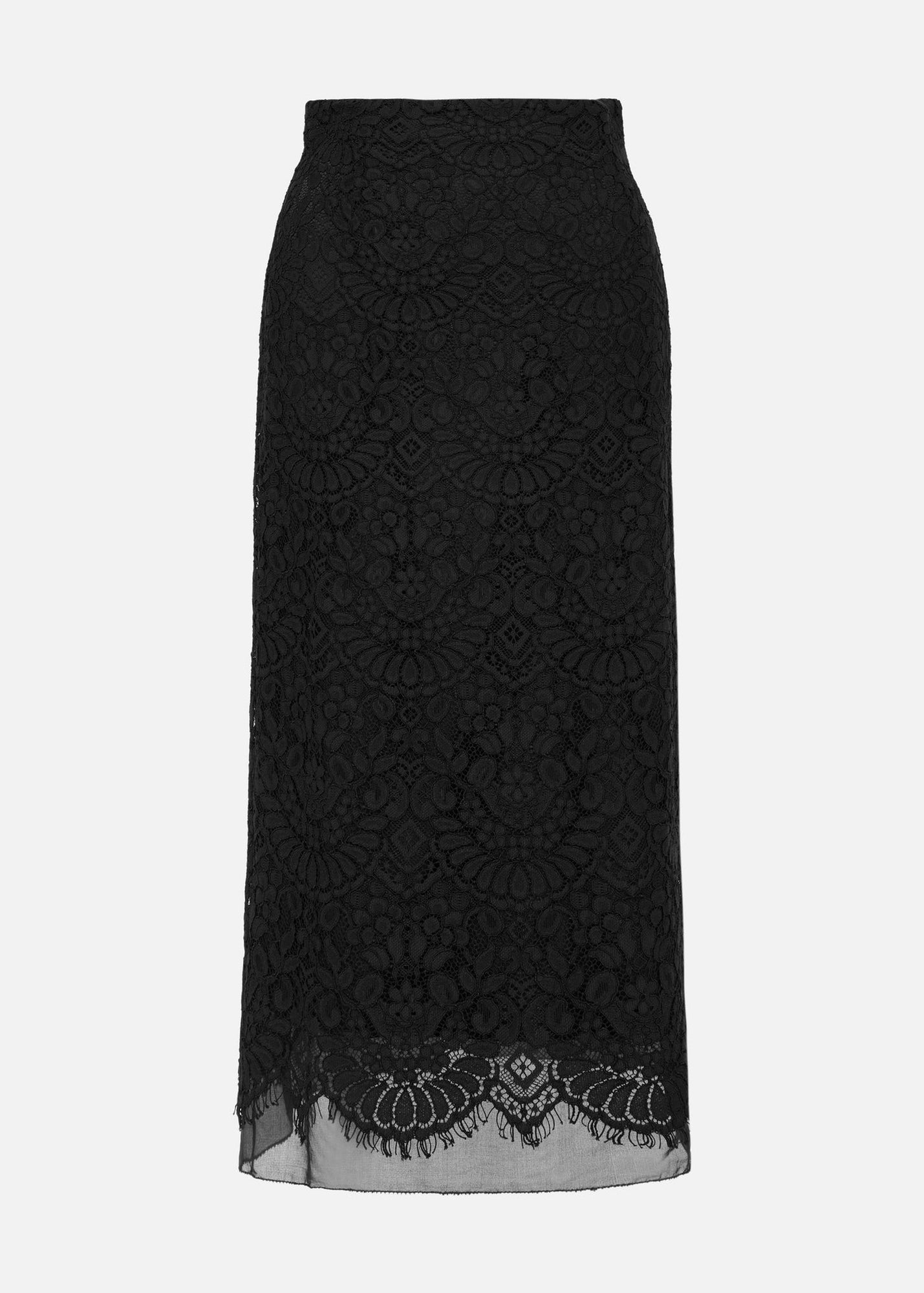 Lace Straight Skirt | Black