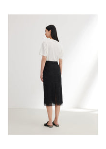 Lace Straight Skirt | Black