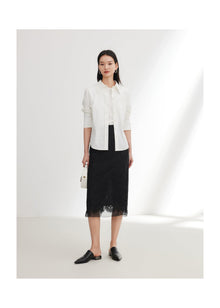 Lace Straight Skirt | Black