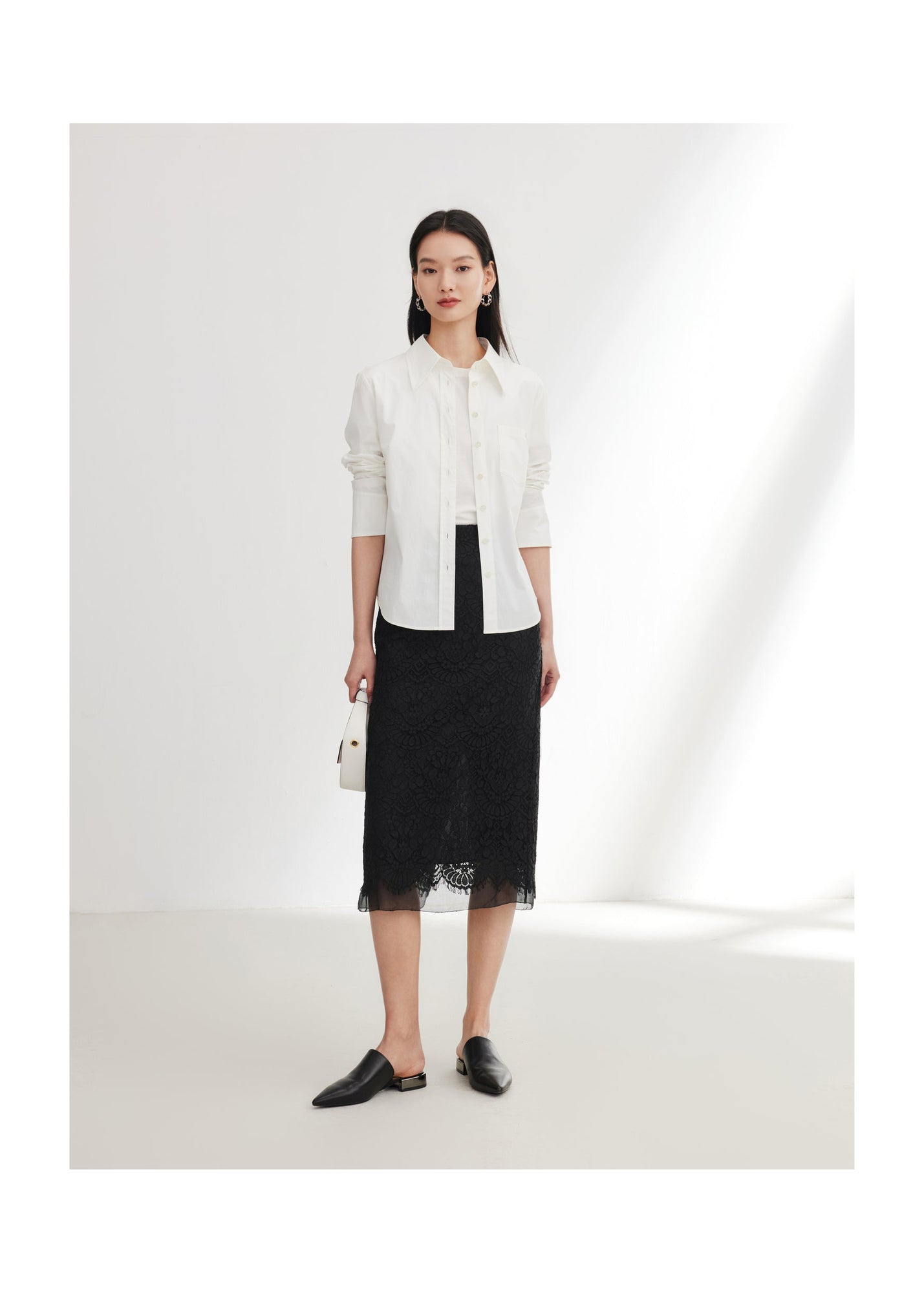 Lace Straight Skirt | Black