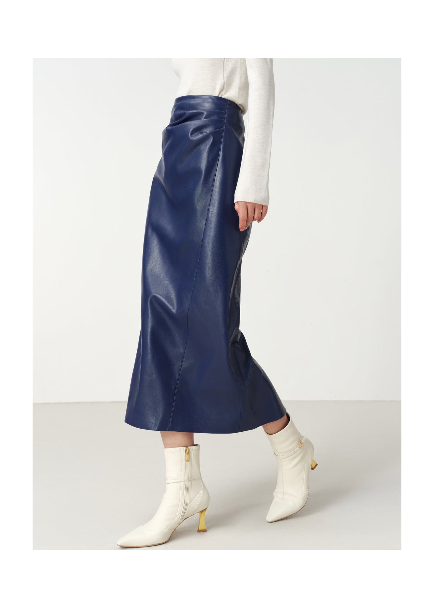 Leather Skirt | Blue