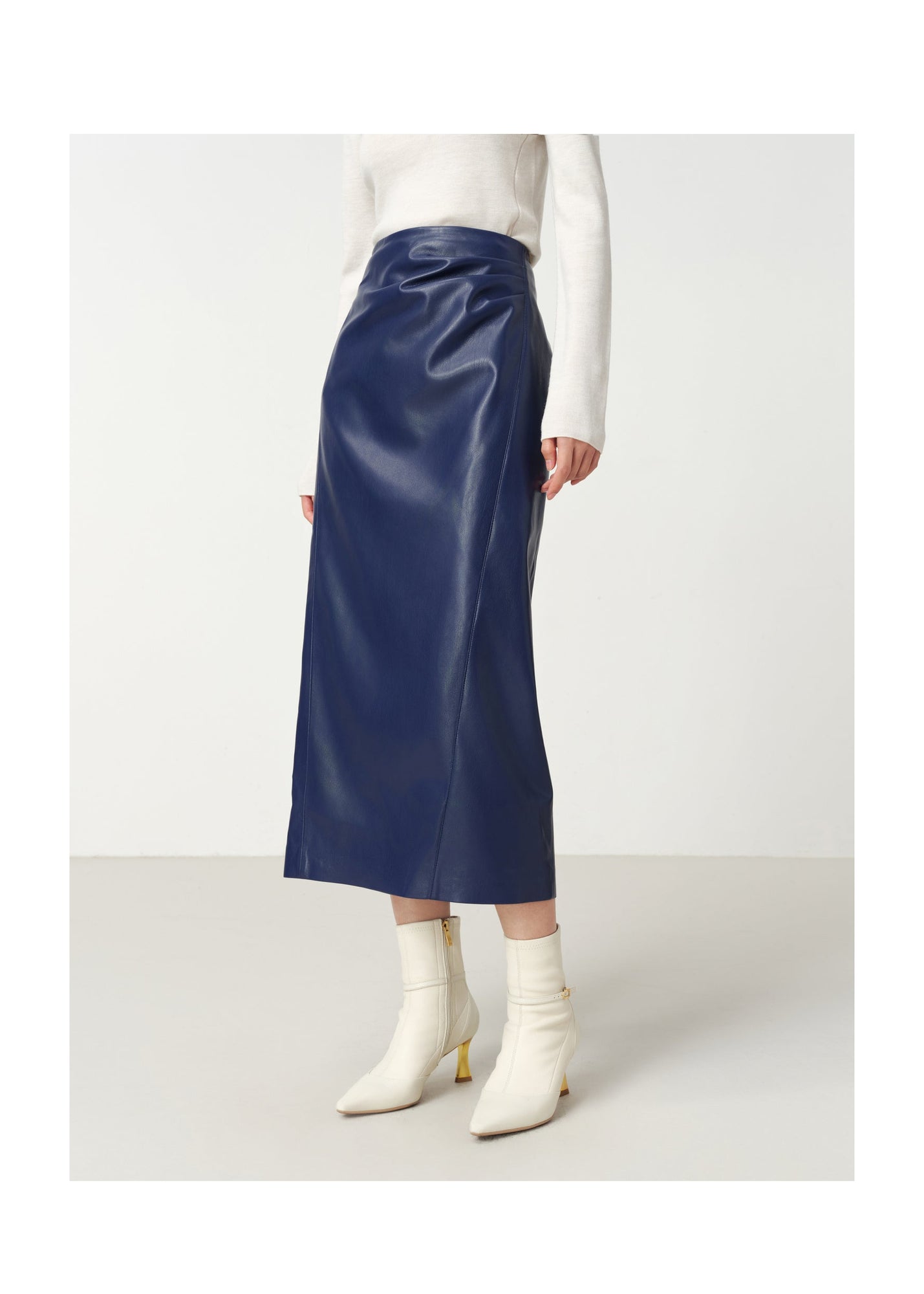 Leather Skirt | Blue