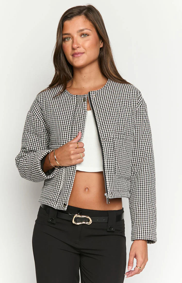 Lennie Quilted Jacket | Black Gingham