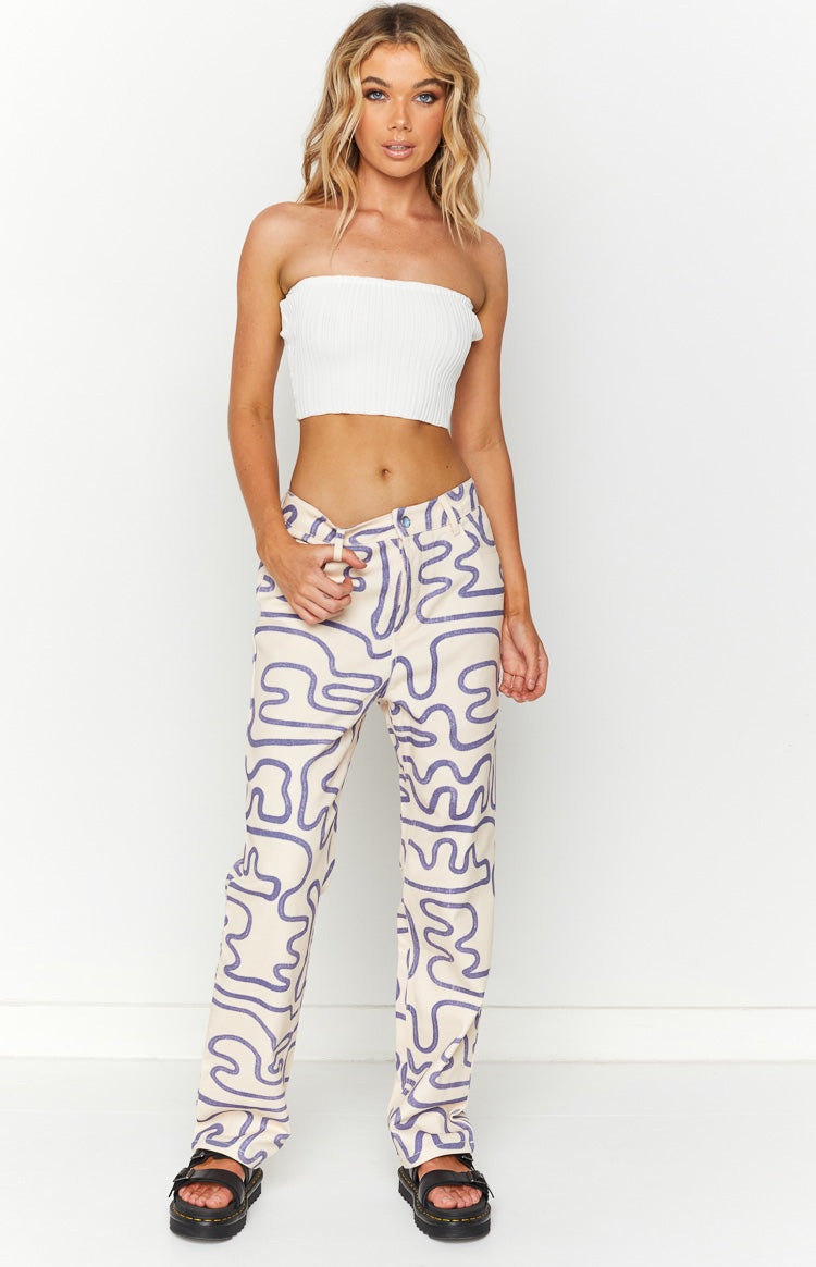 Lester Printed Pants | Cream