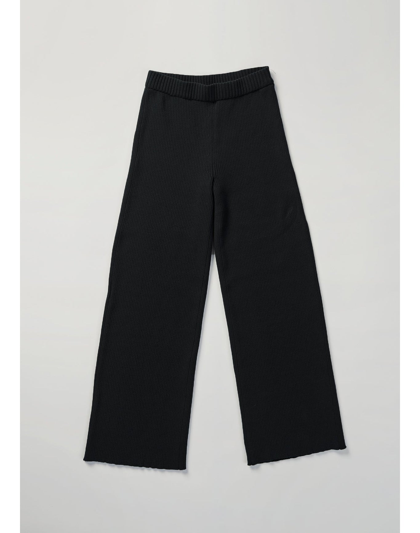 Lia | Ribbed-Knit Culotte Pants | Black