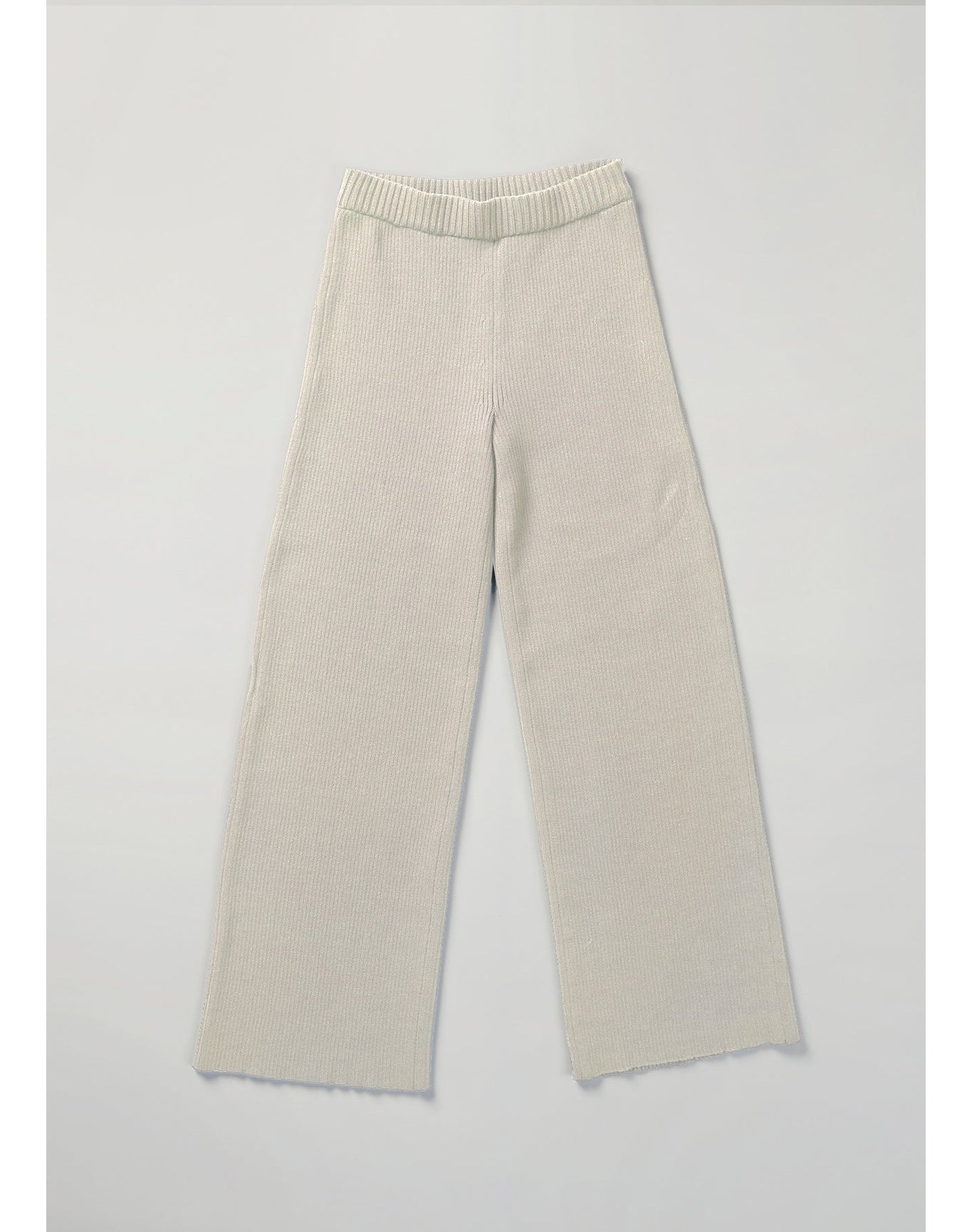 Lia | Ribbed-Knit Culotte Pants | Cream