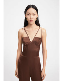 Liato | Satin Jumpsuit | Chocolate