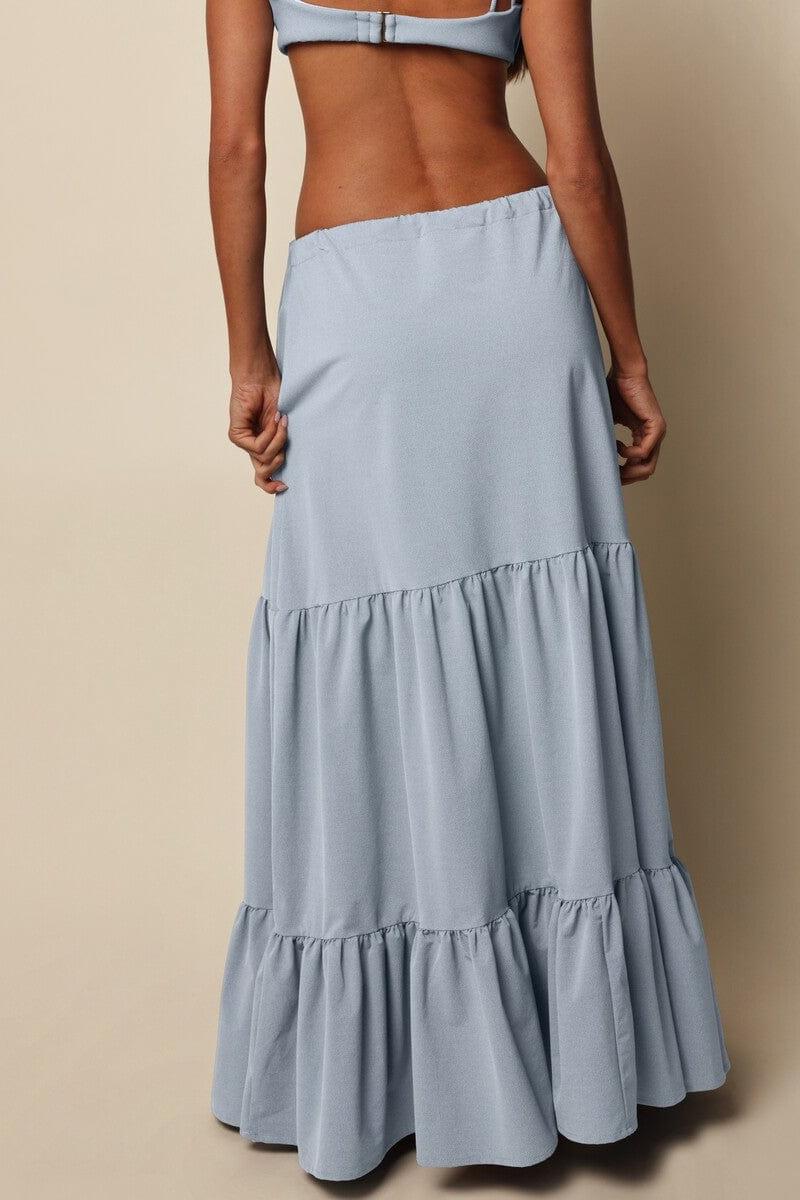 Tiered Long Skirt | Light Denim