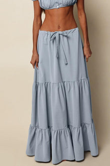 Tiered Long Skirt | Light Denim