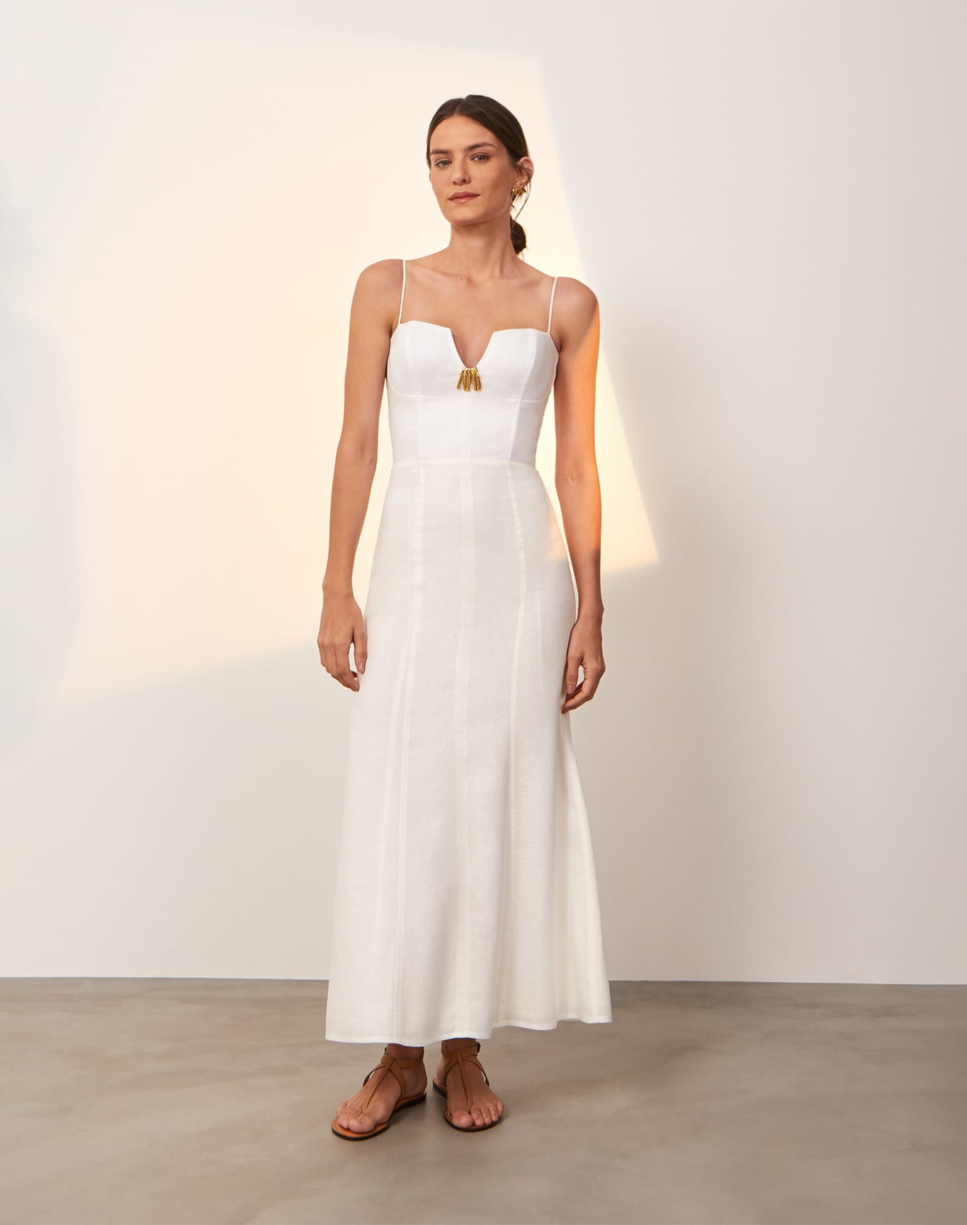 Lilith Detail Long Dress | Off White