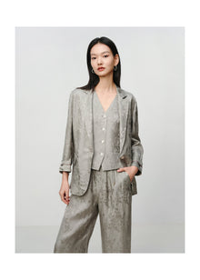 Linen Jacquard Jacket | Grey