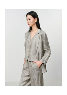 Linen Jacquard Jacket | Grey