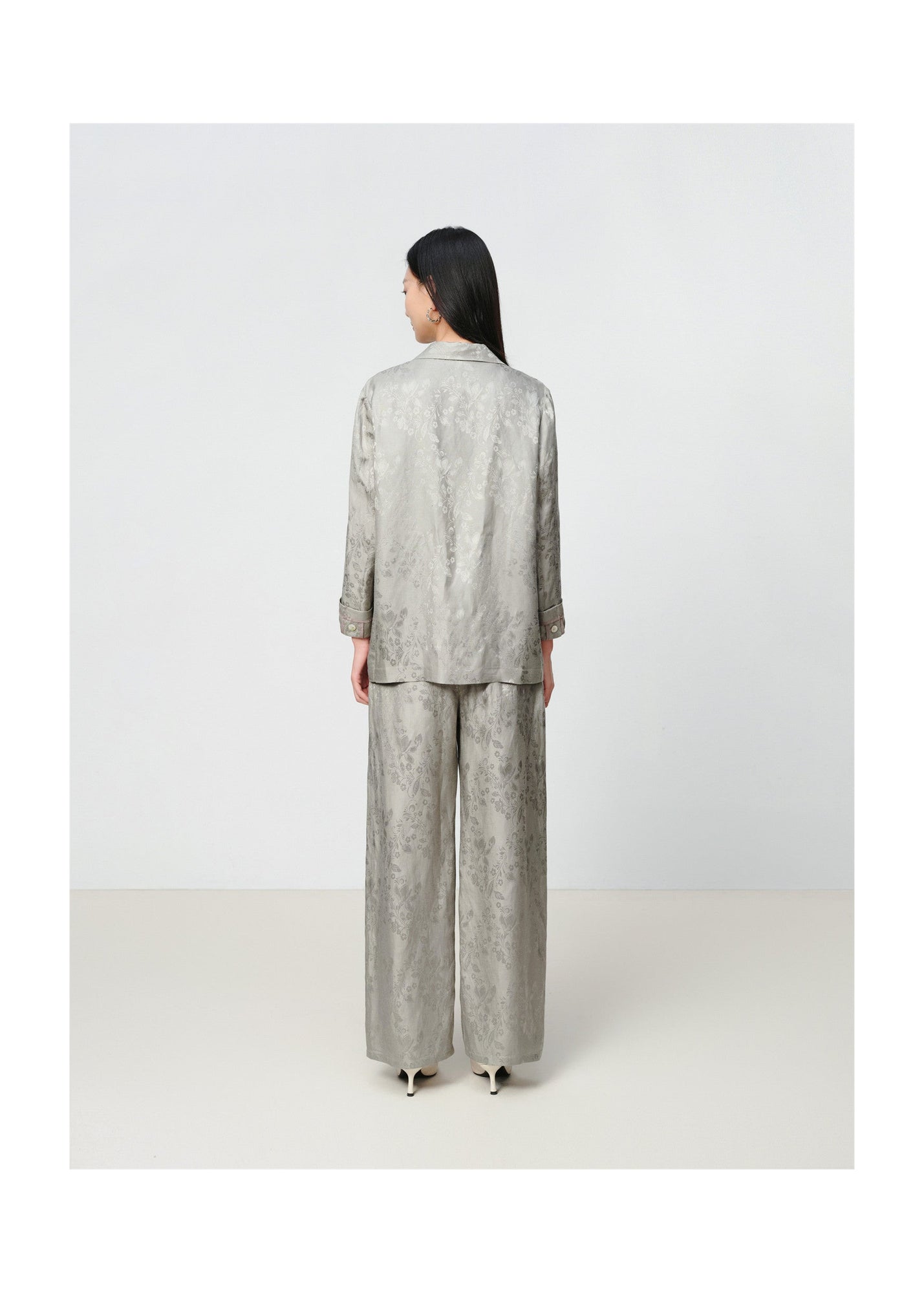 Linen Jacquard Jacket | Grey