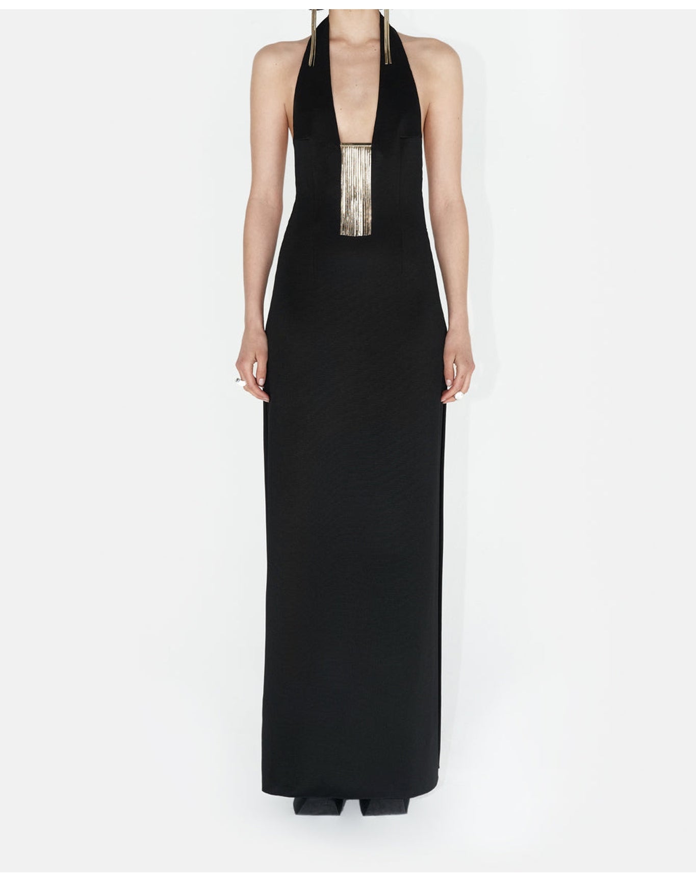 Liquid Chain Halter Dress | Black