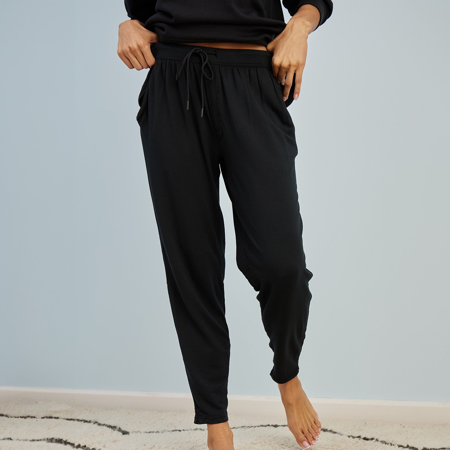 Breathable Modal French Terry Sweatpants | Black