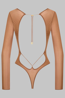 Open Back Long Sleeve Thong Bodysuit - French Kiss Light | Sienna