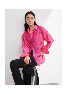 Loose Straight Large Version Shirt | Rose Red