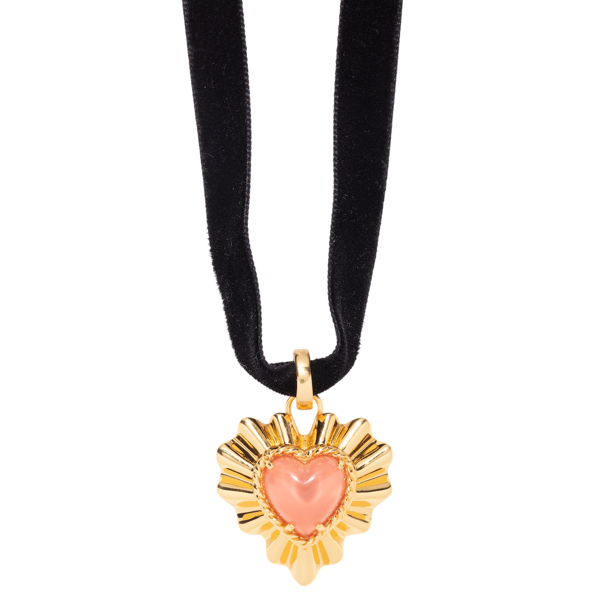 Tallen Velvet Ribbon Necklace | Gold