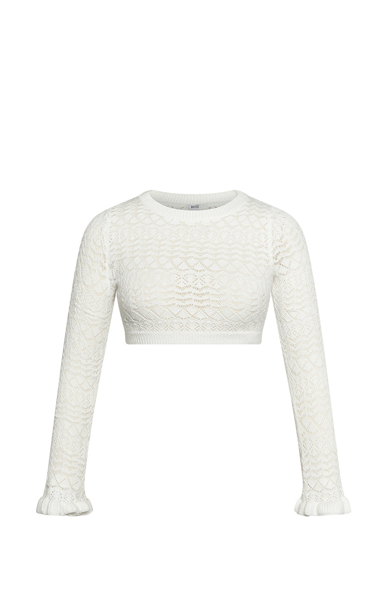 Lorri Knit Ruffle Top | White